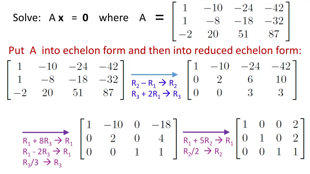 solve a x 0 where a 1