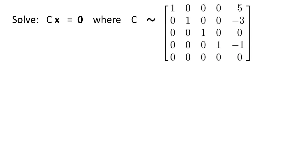 solve c x 0 where c