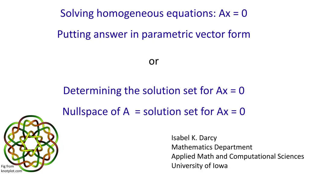 solving homogeneous equations ax 0 2