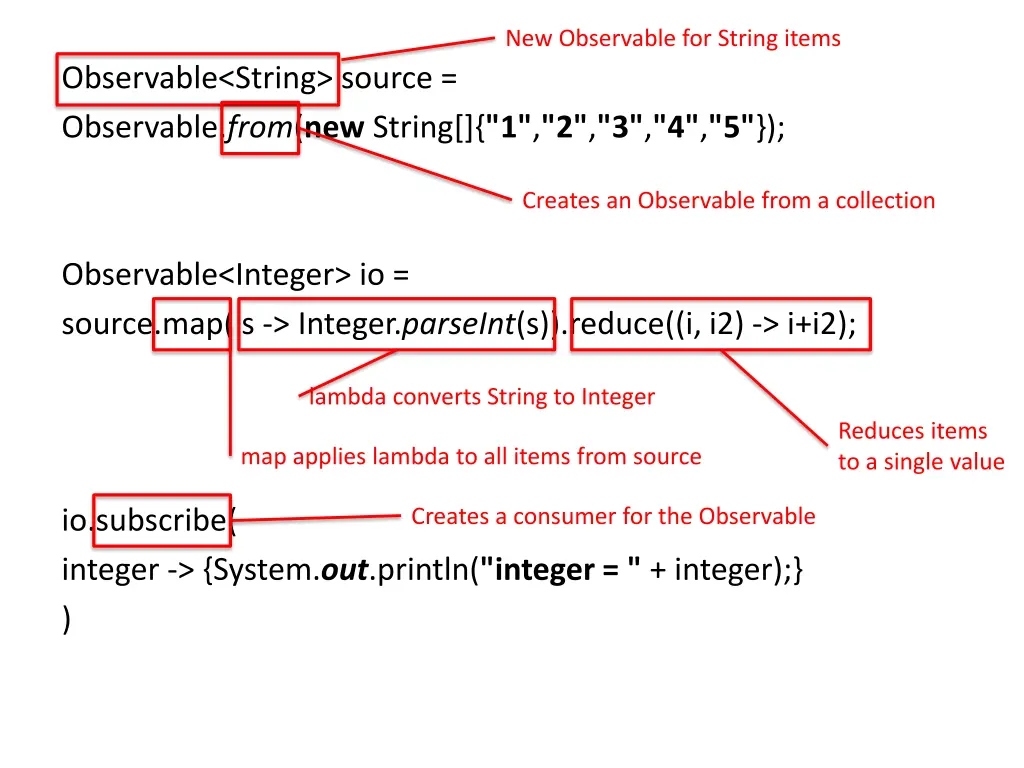 new observable for string items