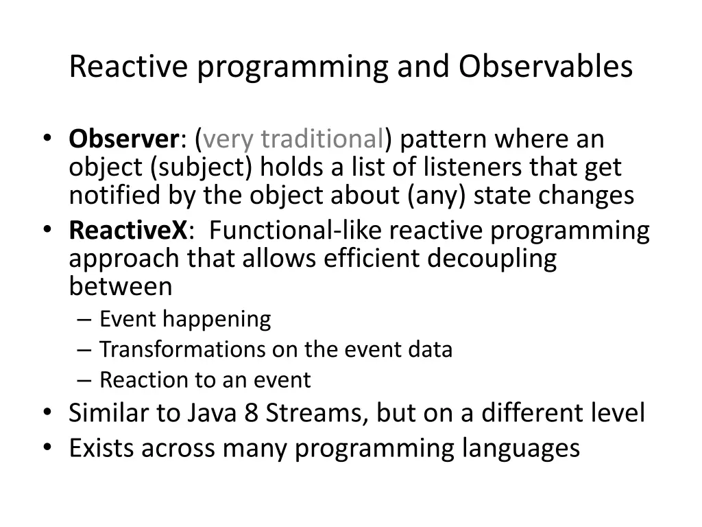 reactive programming and observables