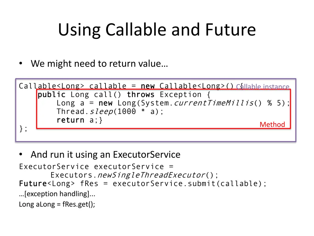 using callable and future