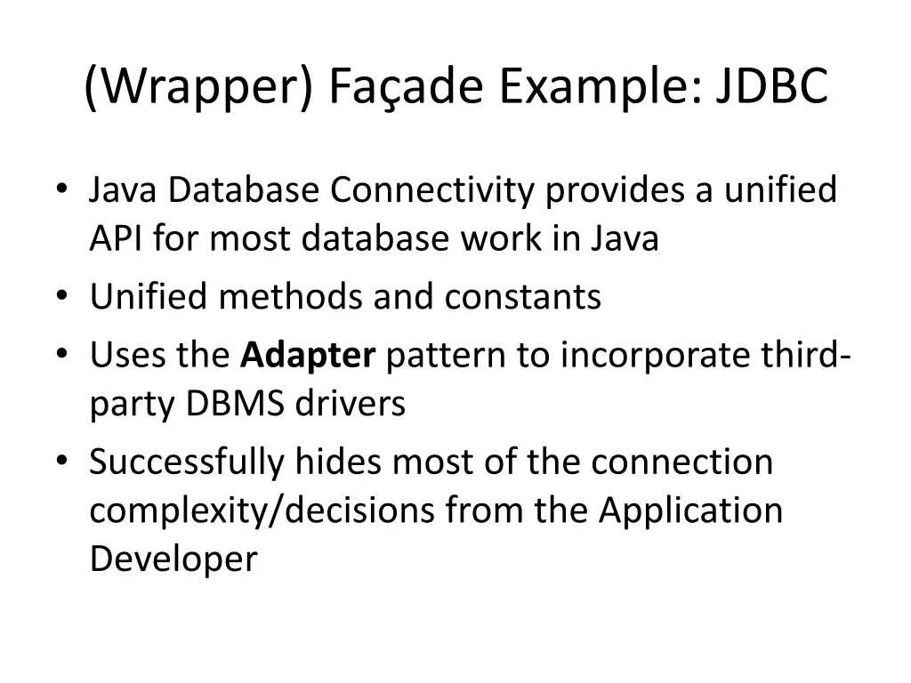 wrapper fa ade example jdbc
