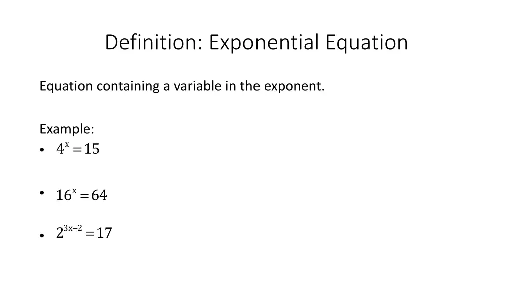 definition exponential equation
