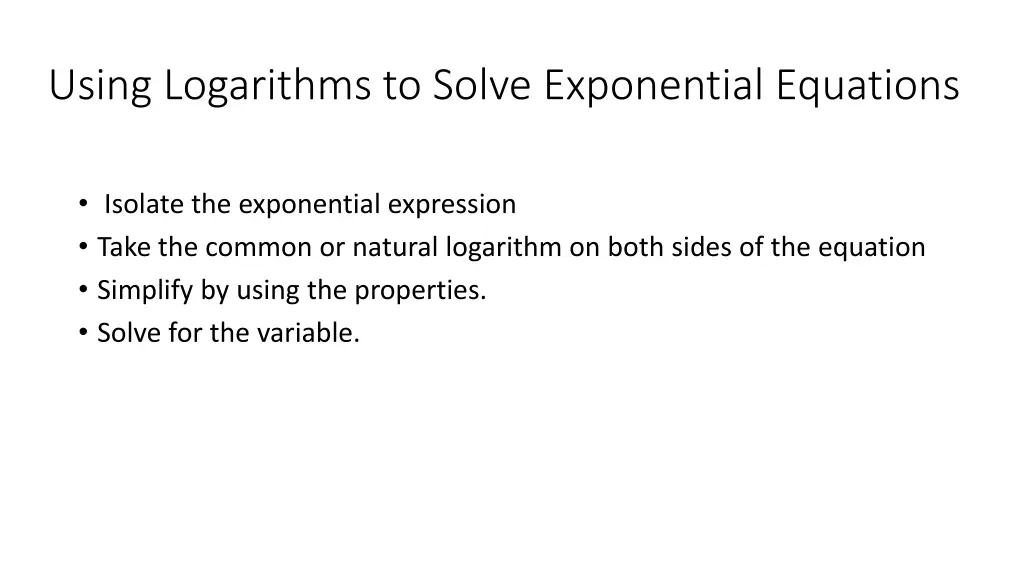 using logarithms to solve exponential equations