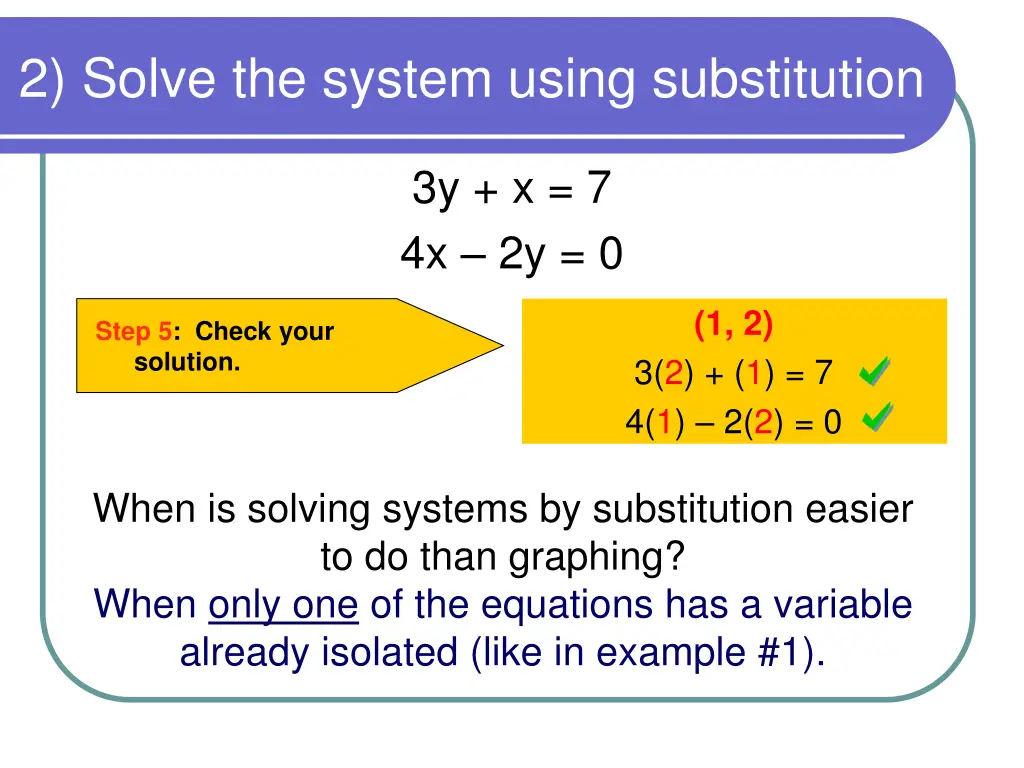2 solve the system using substitution 2
