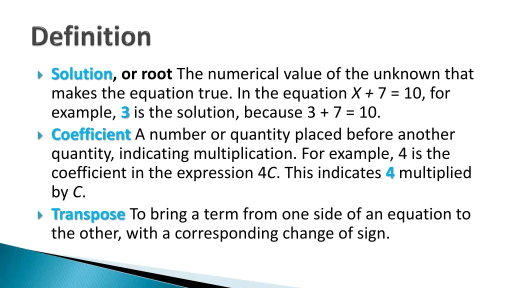 solution or root the numerical value