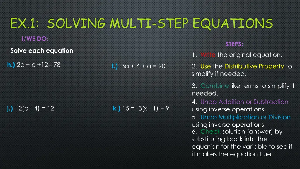 ex 1 solving multi step equations 2