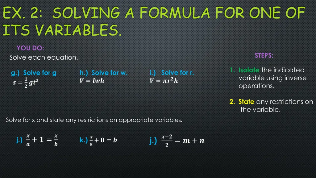 ex 2 solving a formula for one of its variables 1