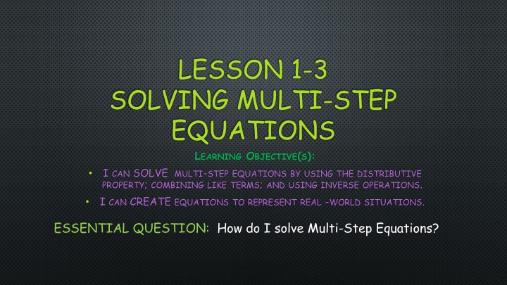 lesson 1 3 solving multi step equations l earning