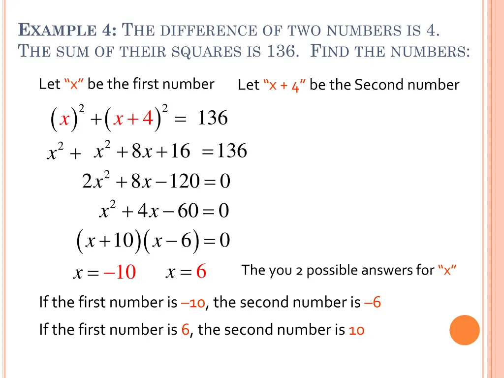e xample 4 t he difference of two numbers