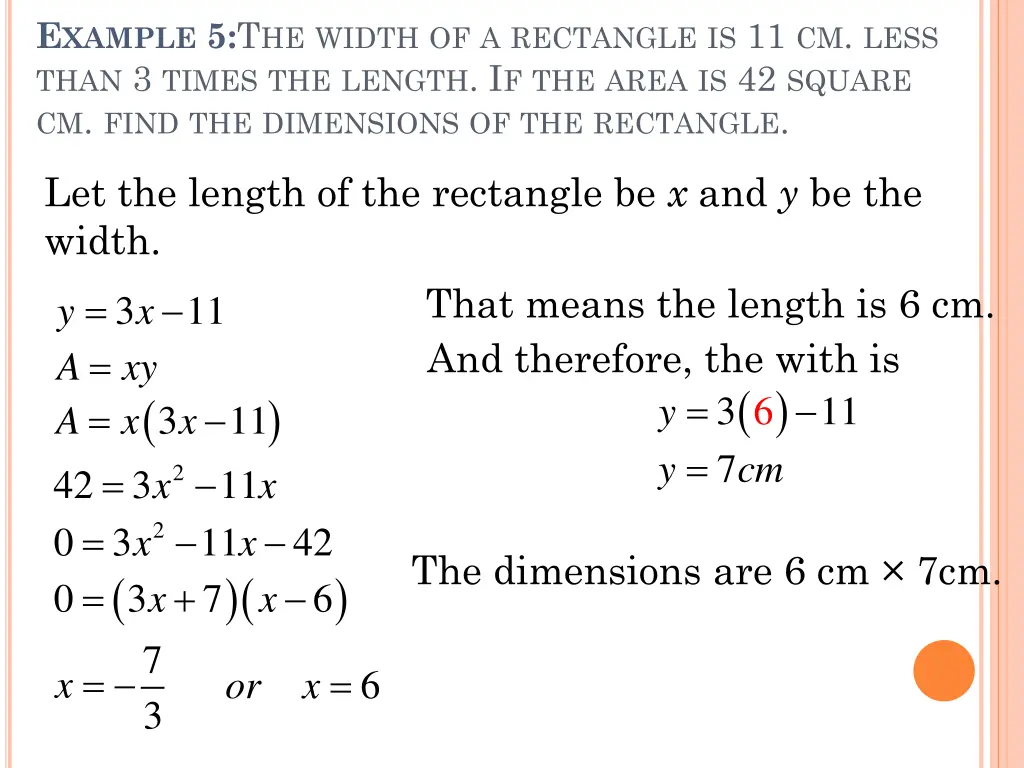 e xample 5 t he width of a rectangle
