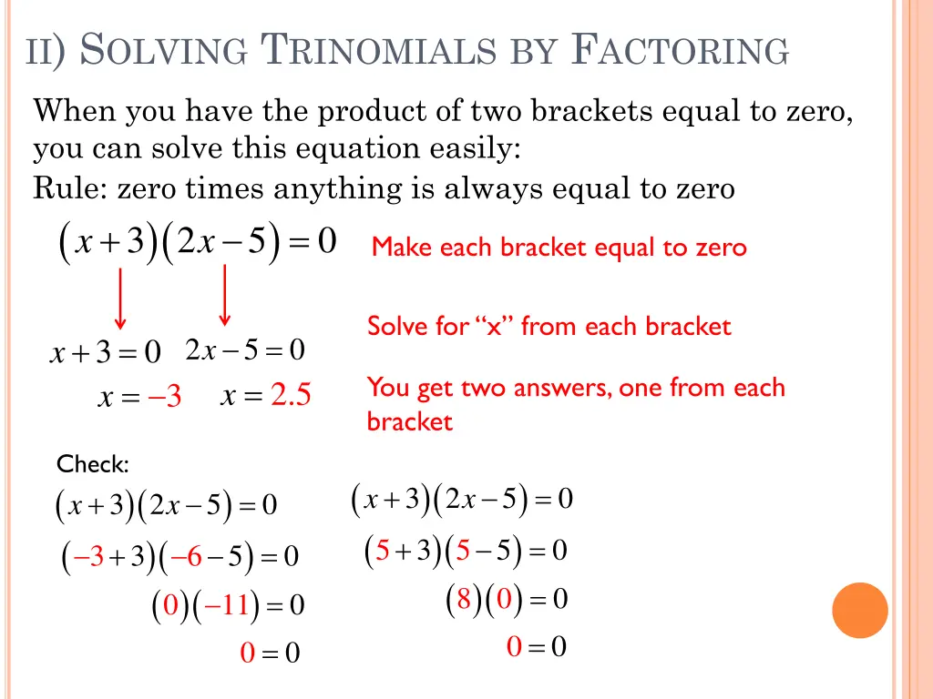 ii s olving t rinomials by f actoring