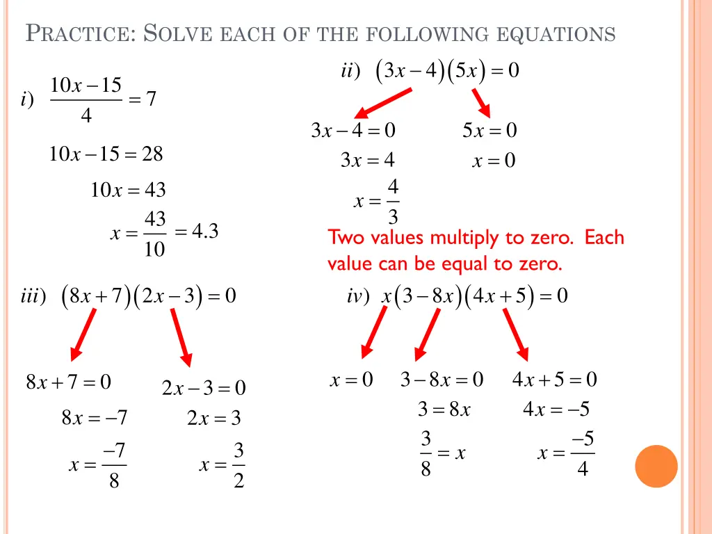 p ractice s olve each of the following equations