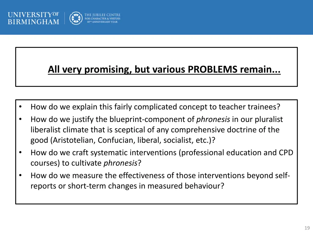 all very promising but various problems remain