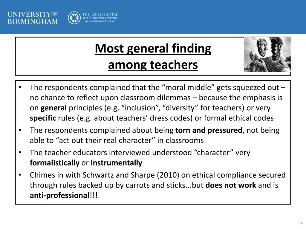 most general finding among teachers