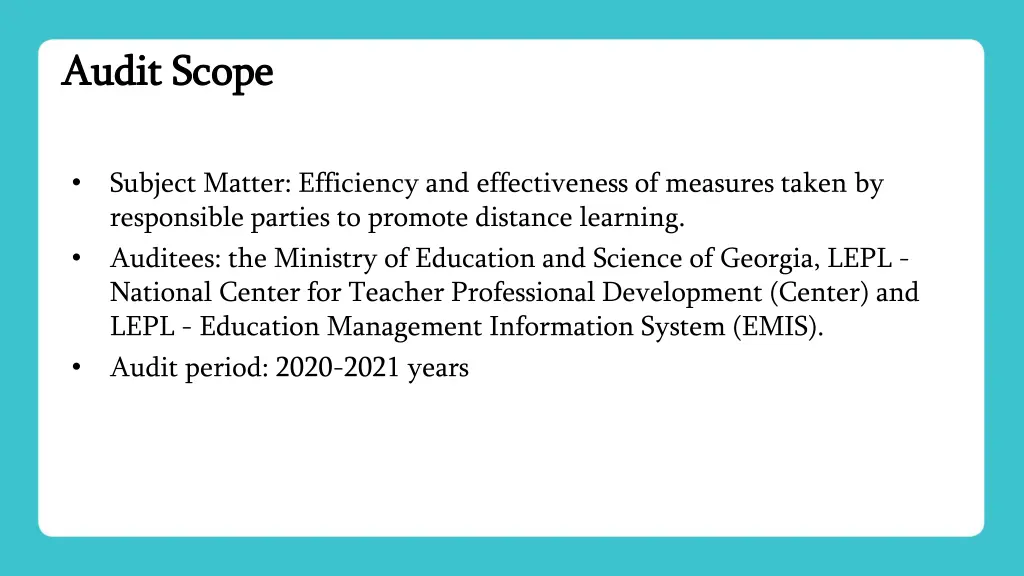 audit audit s scope
