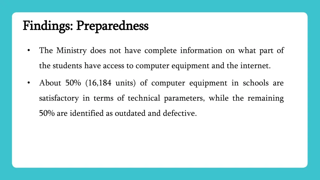 findings preparedness findings preparedness 1