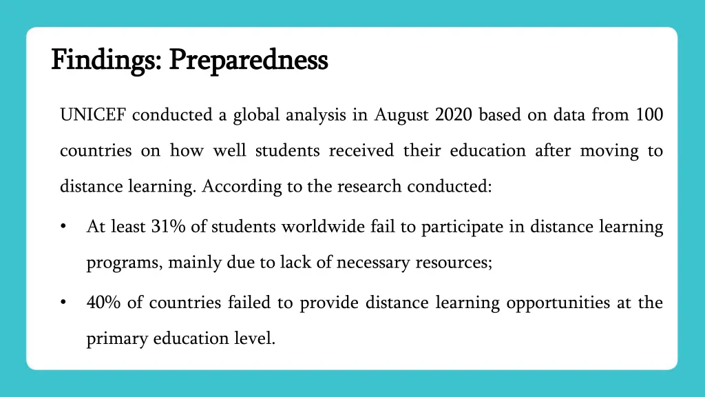 findings preparedness findings preparedness