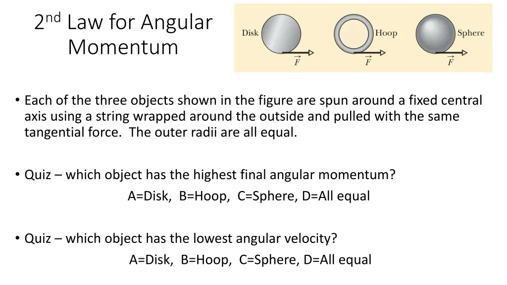 2 nd law for angular momentum 1