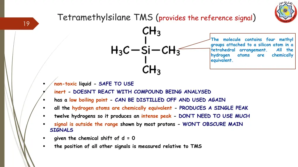 tetramethylsilane tms provides the reference