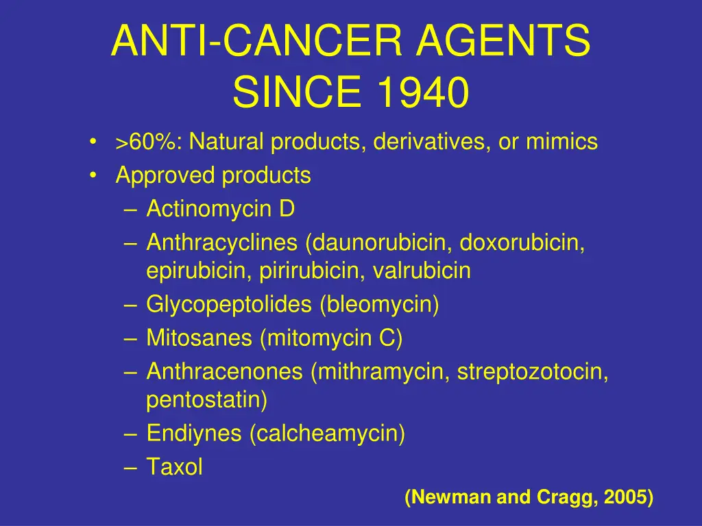 anti cancer agents since 1940 60 natural products