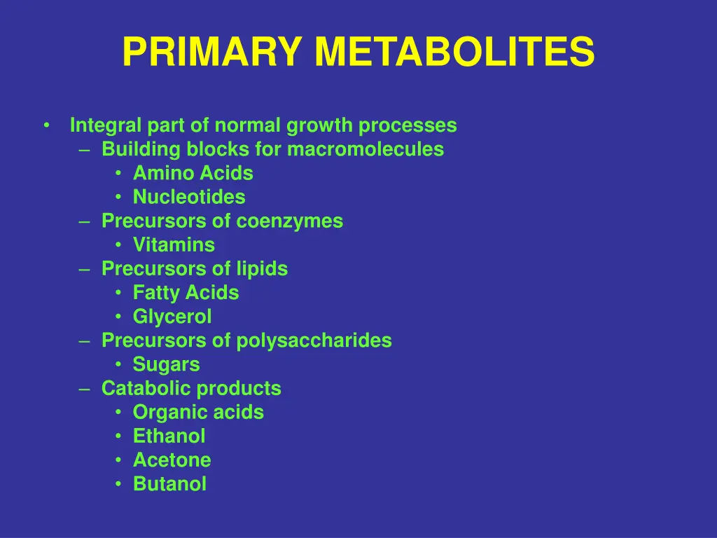 primary metabolites