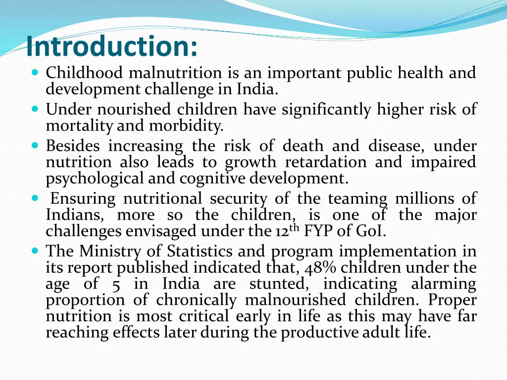 introduction childhood malnutrition