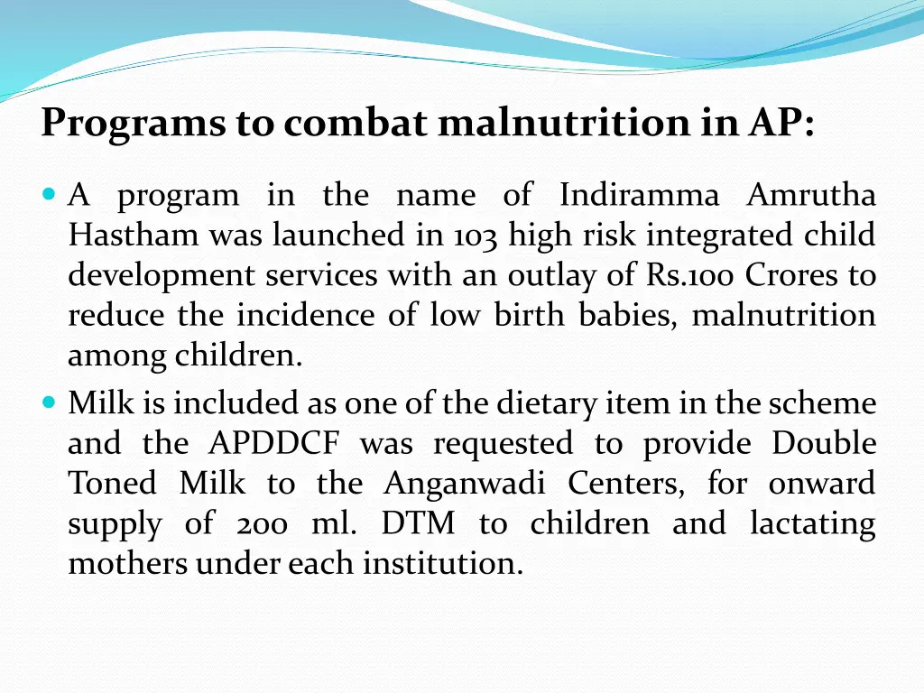 programs to combat malnutrition in ap