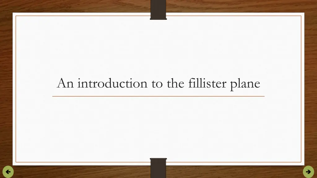 an introduction to the fillister plane