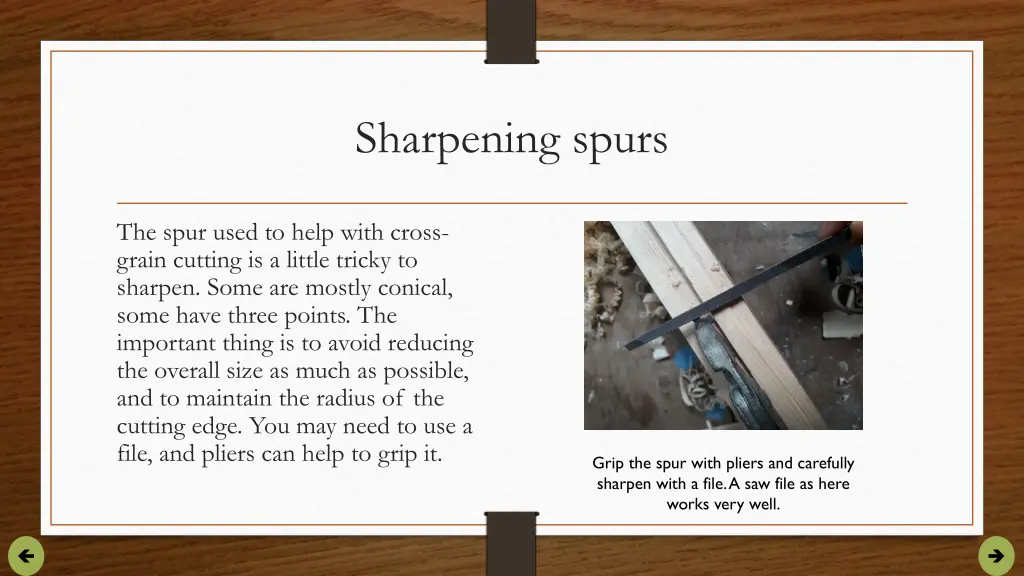 sharpening spurs