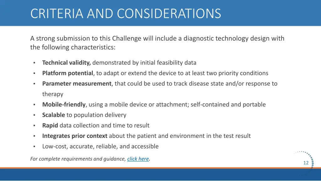 criteria and considerations