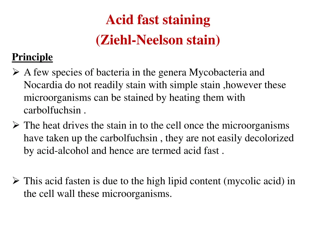 acid fast staining ziehl neelson stain