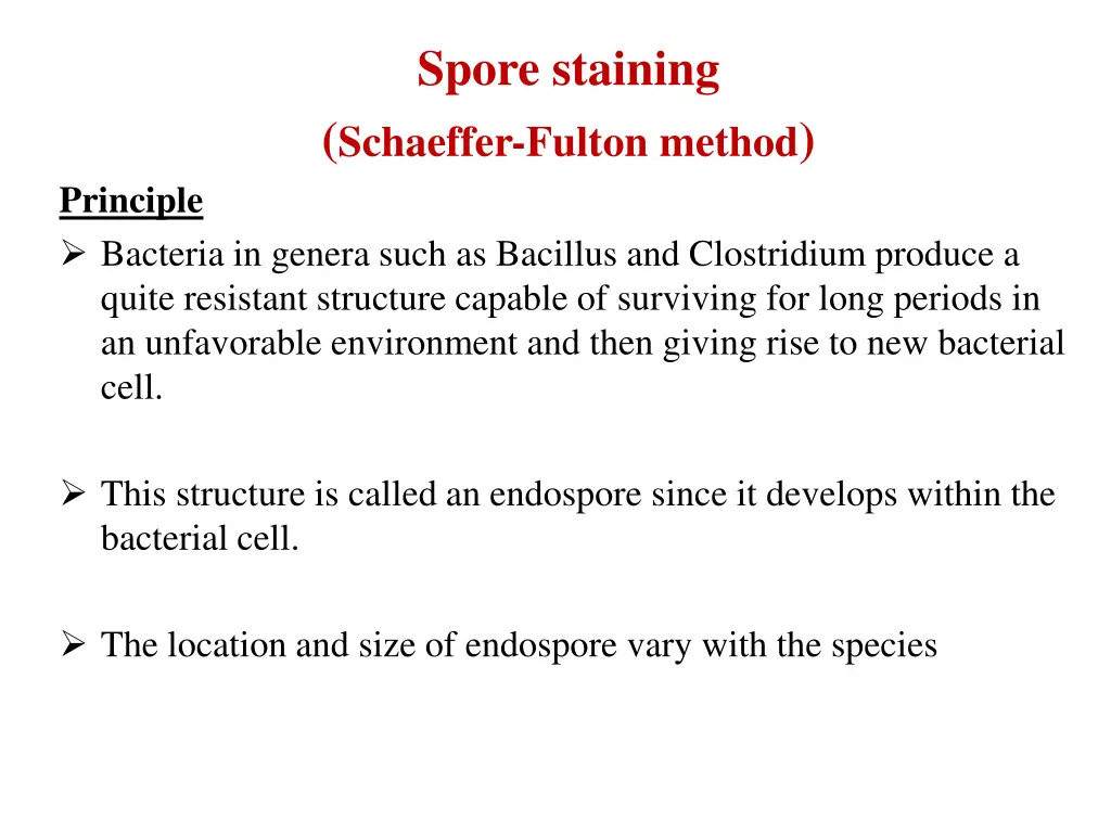 spore staining schaeffer fulton method