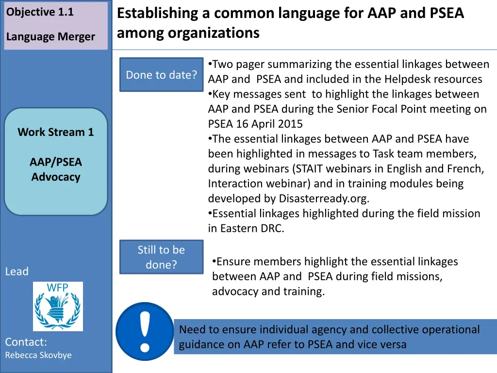 establishing a common language for aap and psea