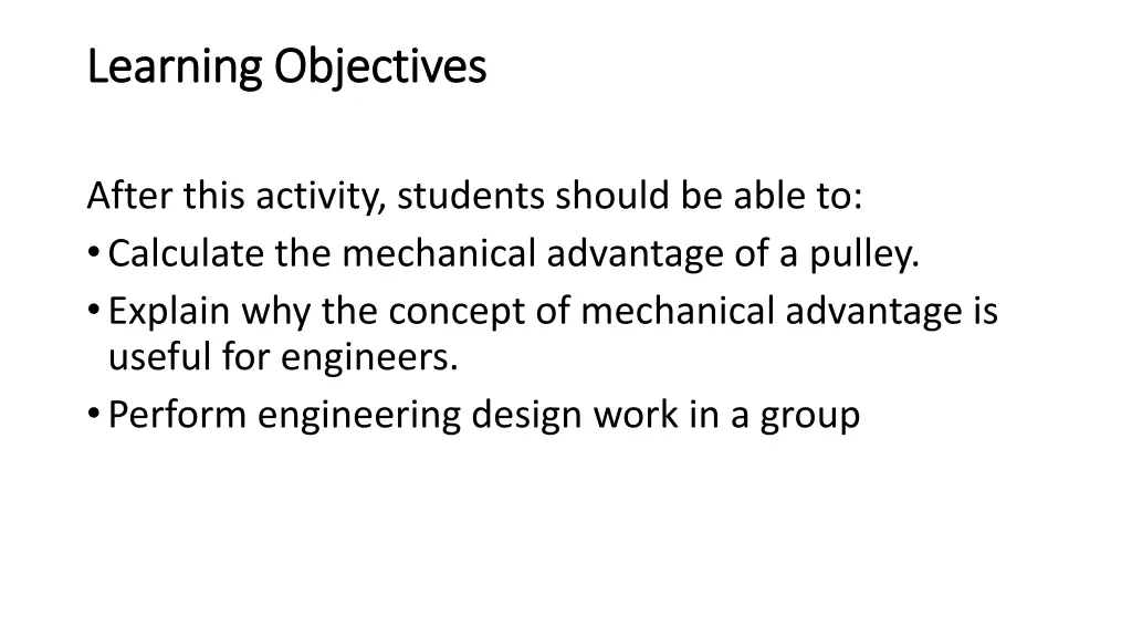 learning objectives learning objectives