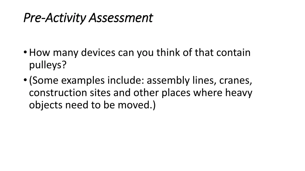 pre pre activity assessment activity assessment