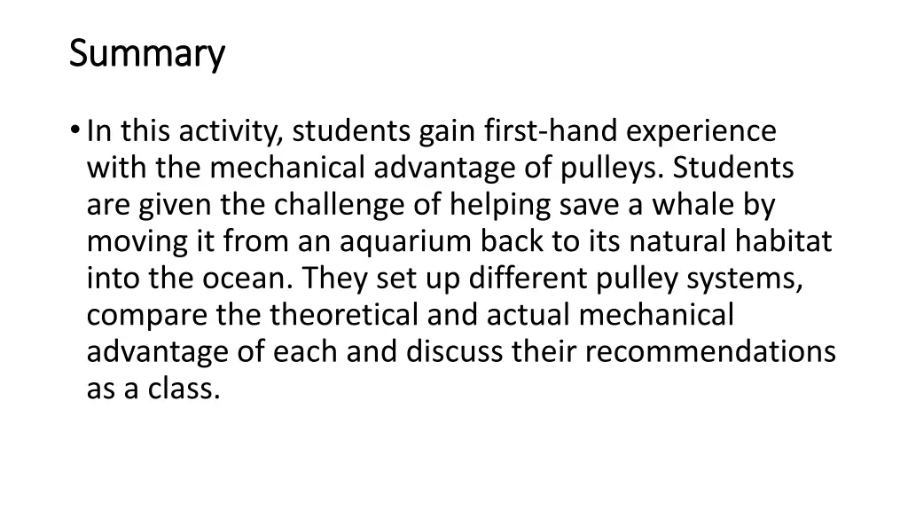 summary summary