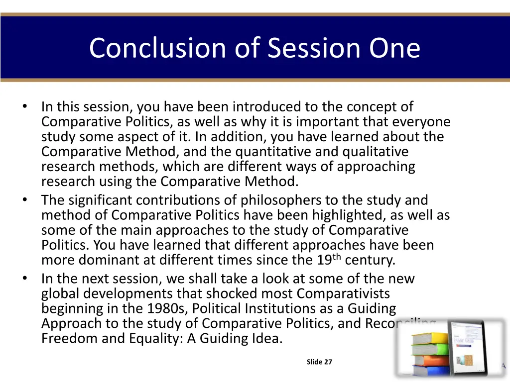 conclusion of session one