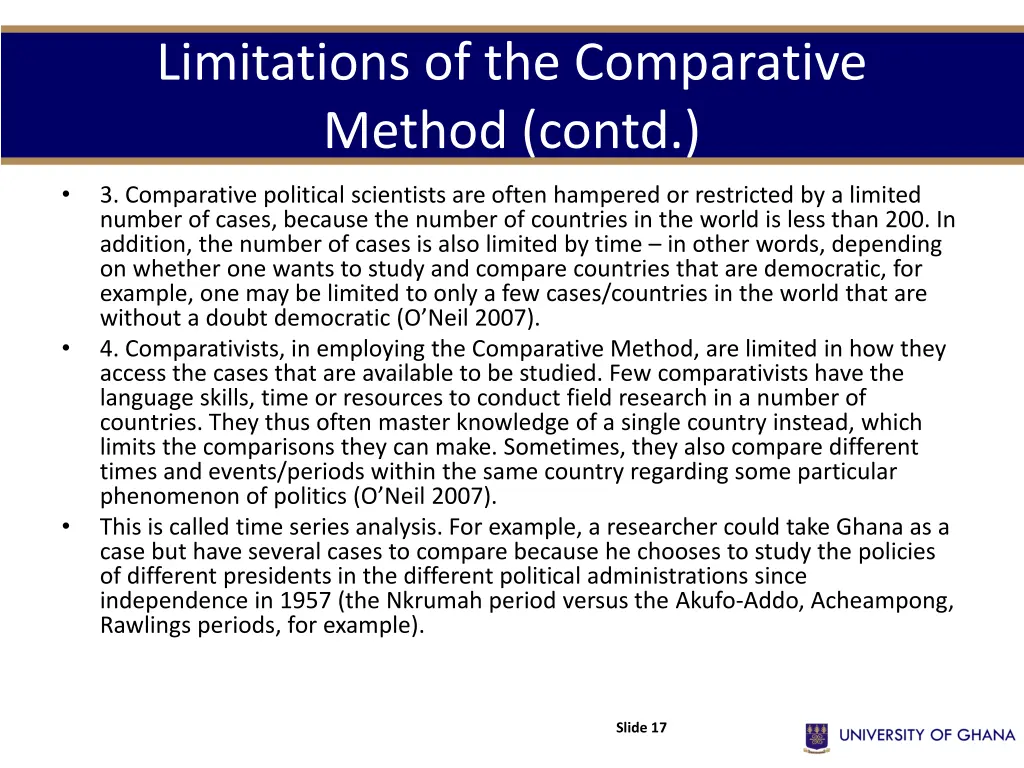 limitations of the comparative method contd
