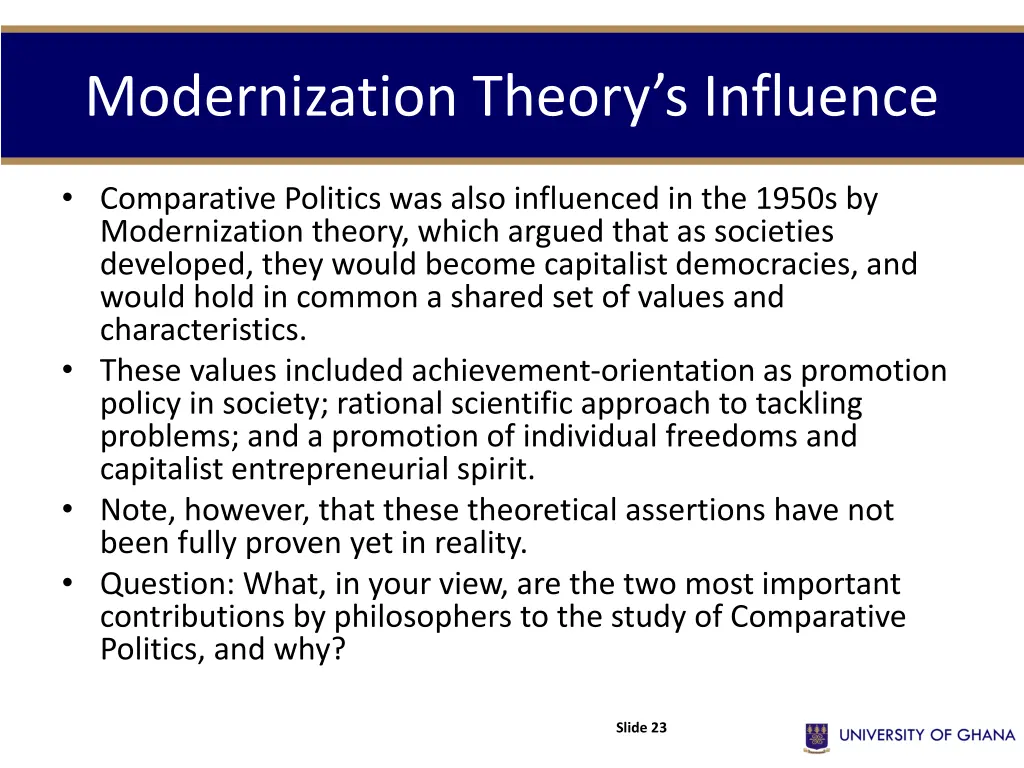 modernization theory s influence