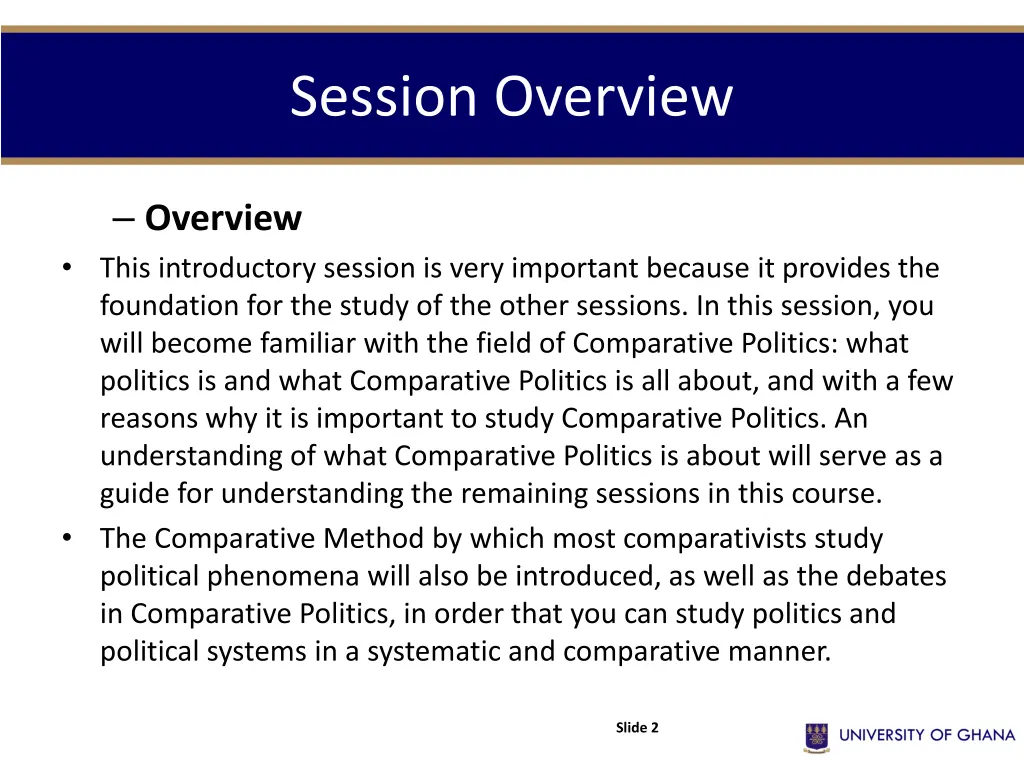 session overview