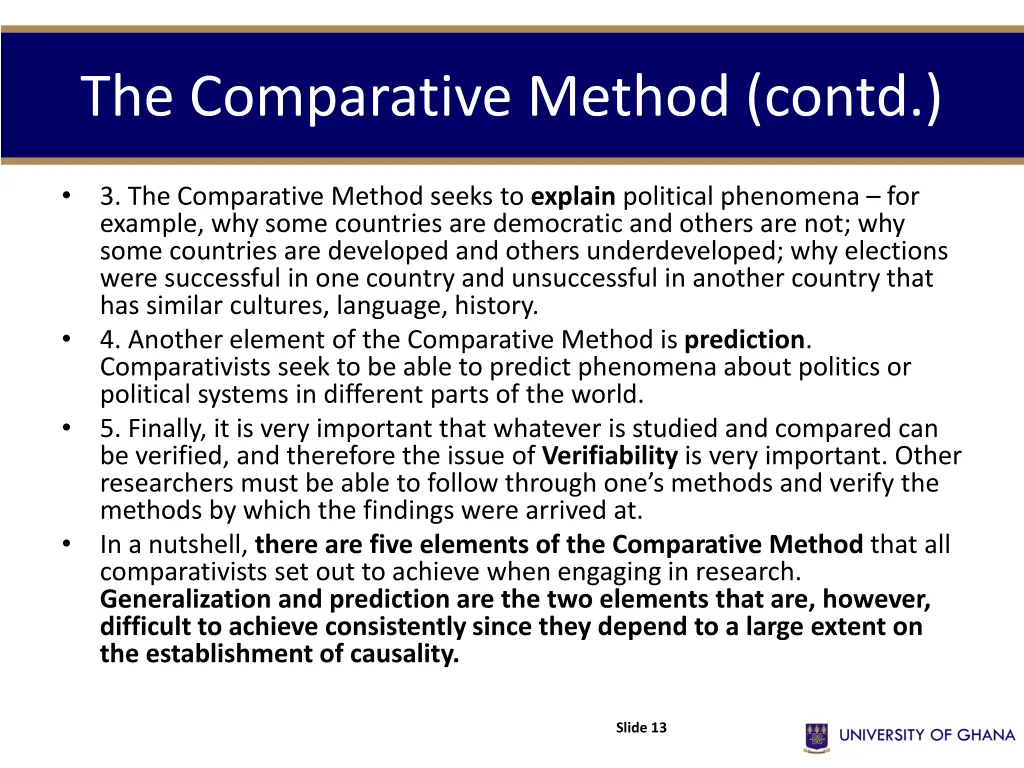 the comparative method contd