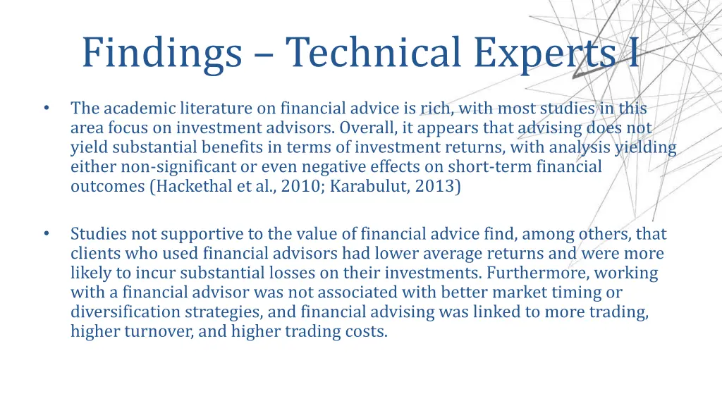 findings technical experts i