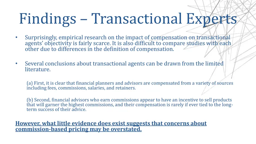 findings transactional experts