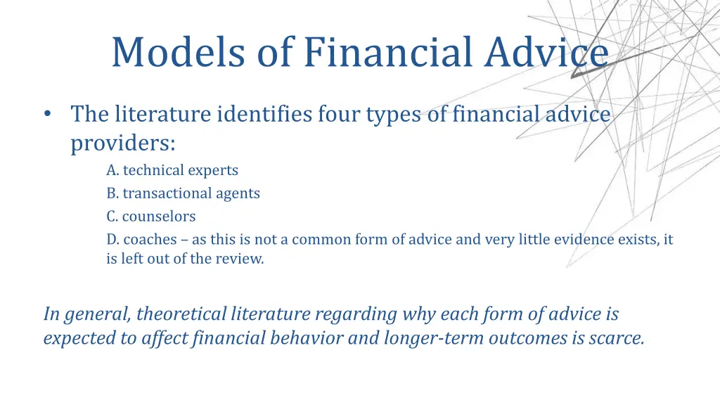 models of financial advice