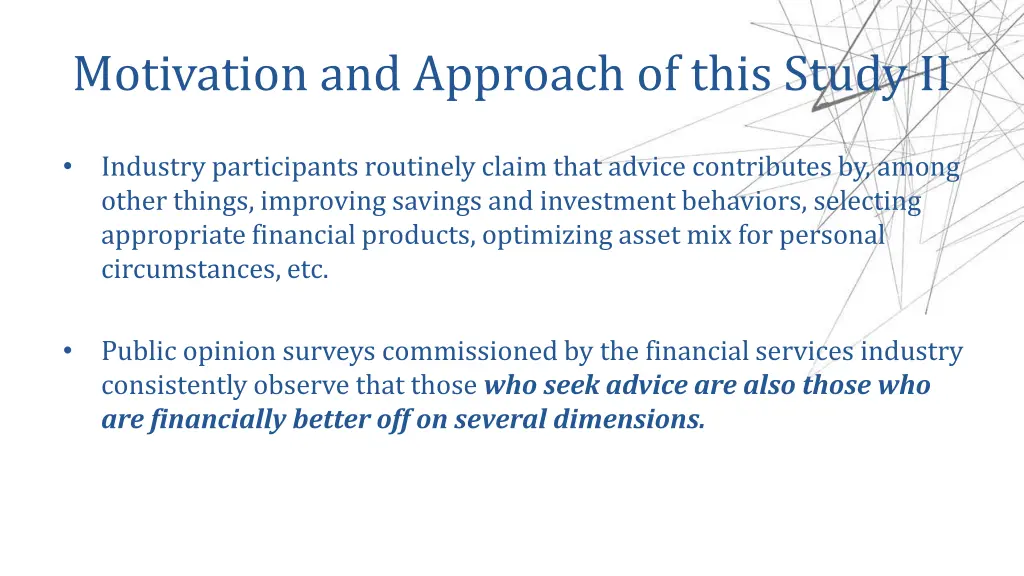 motivation and approach of this study ii
