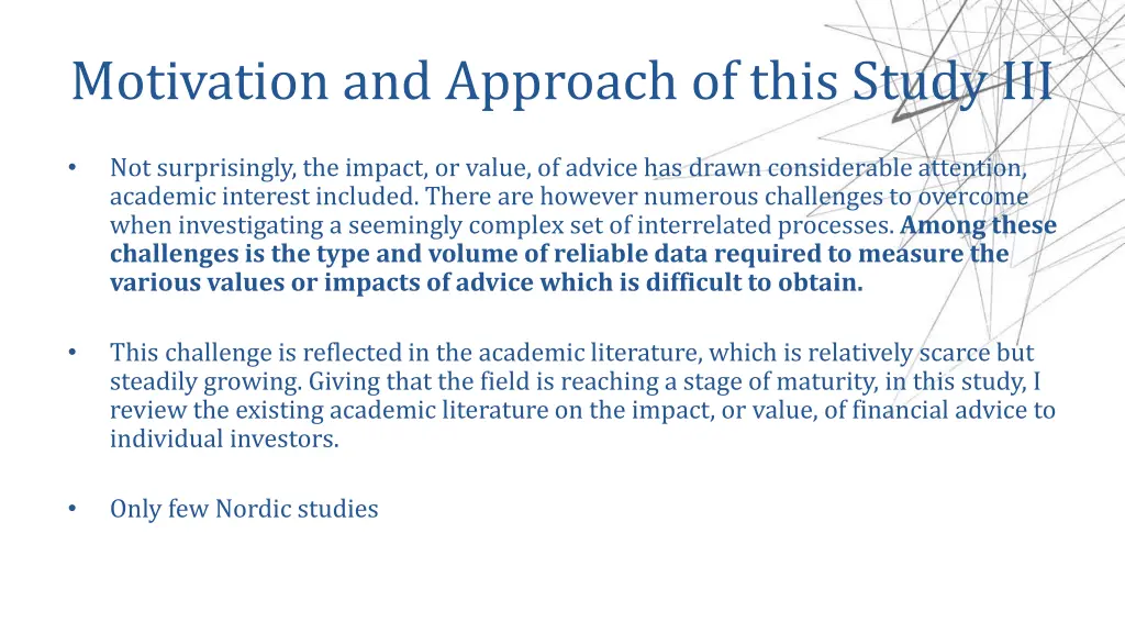 motivation and approach of this study iii