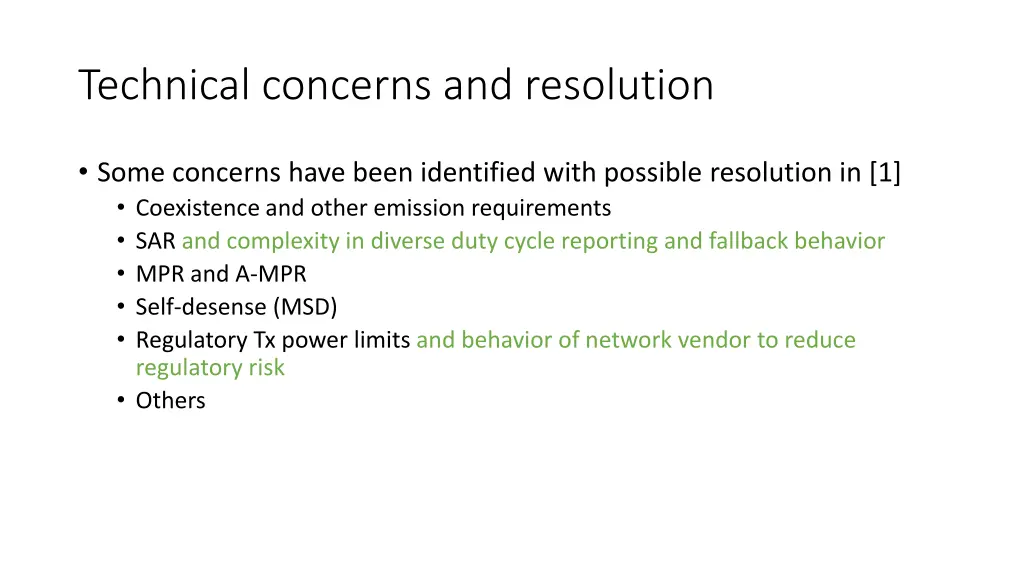 technical concerns and resolution