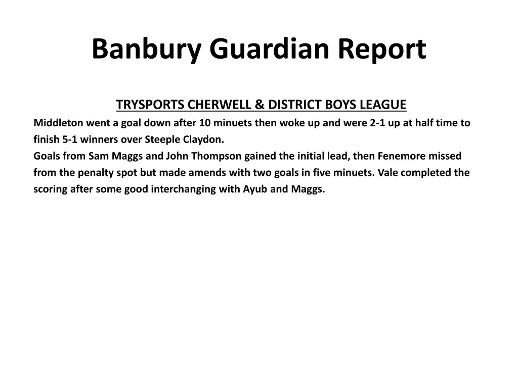 banbury guardian report 1